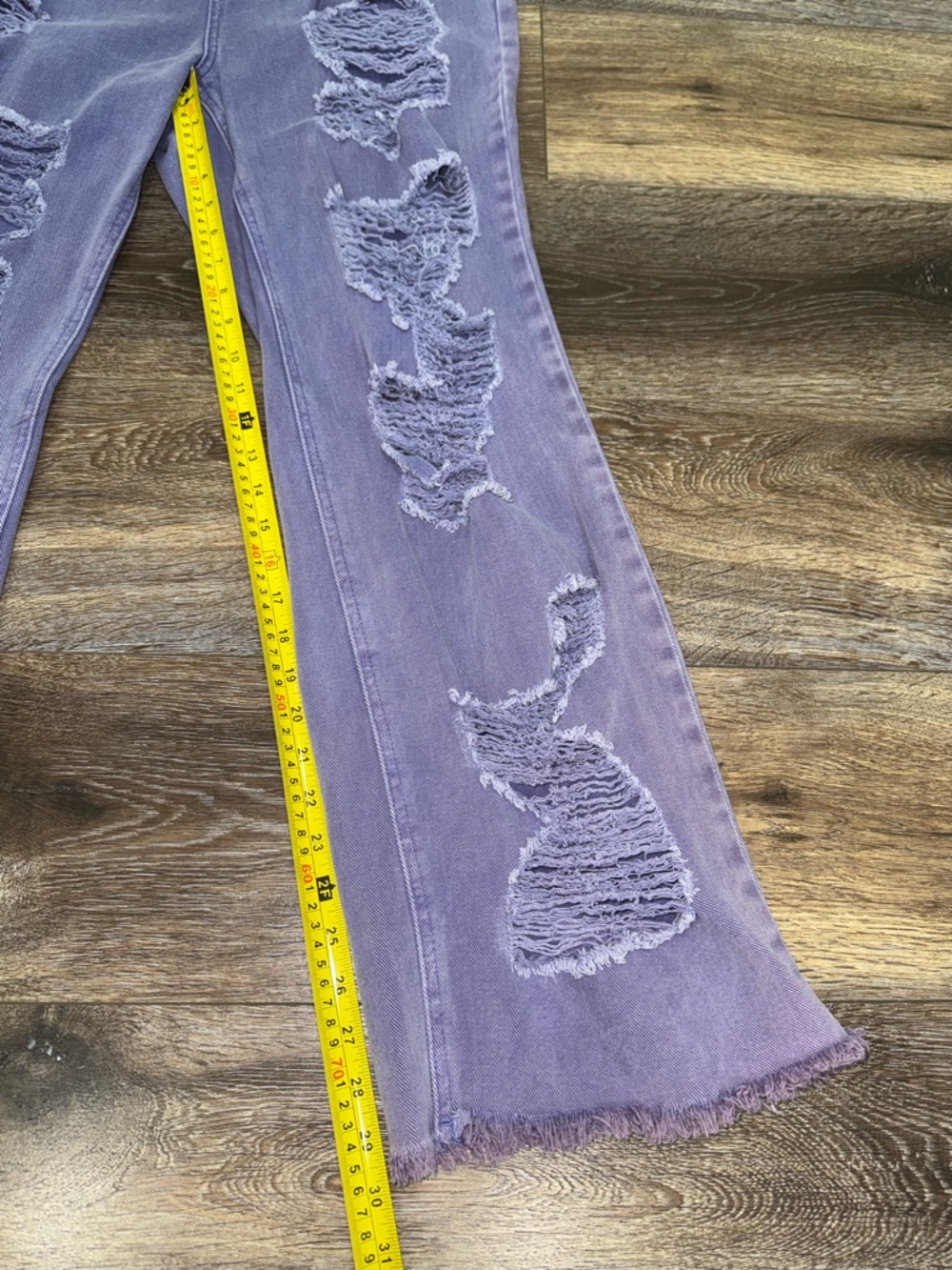 Fashion Nova Just For You Non Stretch Ripped Wide Leg Jean in Purple Size 18 💜 - Picture 8 of 9